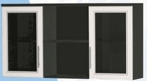 Антресоль большая с двумя стеклодверями ДЛЯ ГОСТИНОЙ АБС-2 Венге/Дуб выбеленный в Чехове - chexov.katalogmebeli.com | фото