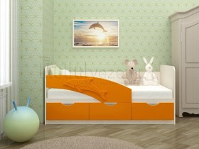 Дельфин-3 Кровать детская 3 ящика без ручек 1.8 Оранжевый глянец в Чехове - chexov.katalogmebeli.com | фото