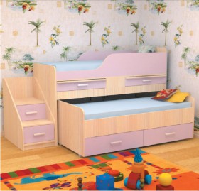 Кровать детская Лесики двухместная 1.8 Венге/Дуб молочный в Чехове - chexov.katalogmebeli.com | фото 7