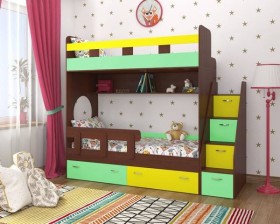 Детская двухъярусная кровать Юниор-1 Белый/Синий Распродажа в Чехове - chexov.katalogmebeli.com | фото 4
