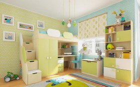 Детская комната Эппл (Зеленый/Белый/корпус Клен) в Чехове - chexov.katalogmebeli.com | фото 2