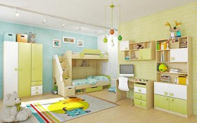 Детская комната Эппл (Зеленый/Белый/корпус Клен) в Чехове - chexov.katalogmebeli.com | фото 3