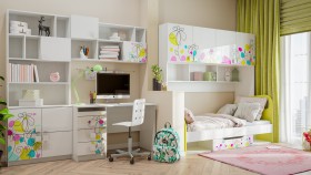 Детская комната Флер (Белый/корпус Выбеленное дерево) в Чехове - chexov.katalogmebeli.com | фото 2