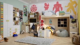 Детская комната Клаксон без машинок (Белый/корпус Клен) в Чехове - chexov.katalogmebeli.com | фото 2