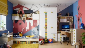 Детская комната Клаксон без машинок (Белый/корпус Клен) в Чехове - chexov.katalogmebeli.com | фото