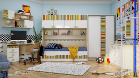 Детская комната Клаксон без машинок (Белый/корпус Клен) в Чехове - chexov.katalogmebeli.com | фото 5