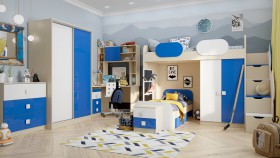 Детская комната Скай Люкс (Синий/Белый/корпус Клен) в Чехове - chexov.katalogmebeli.com | фото 5