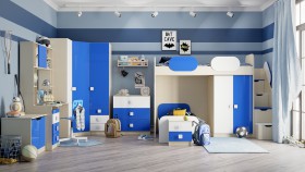 Детская комната Скай Люкс (Синий/Белый/корпус Клен) в Чехове - chexov.katalogmebeli.com | фото 7