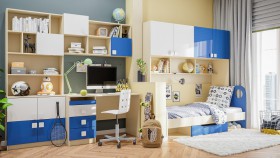 Детская комната Скай Люкс (Синий/Белый/корпус Клен) в Чехове - chexov.katalogmebeli.com | фото 9
