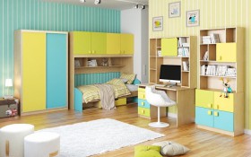 Детская комната Смайли (Желтый/Голубой/Зеленый/корпус Клен) в Чехове - chexov.katalogmebeli.com | фото 3