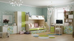 Детская комната Твит (Белый/Зеленый/корпус Клен) в Чехове - chexov.katalogmebeli.com | фото 4