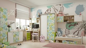 Детская комната Твит (Белый/Зеленый/корпус Клен) в Чехове - chexov.katalogmebeli.com | фото