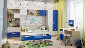Диван-кровать Скай люкс (Синий/Белый/корпус Клен) в Чехове - chexov.katalogmebeli.com | фото 2