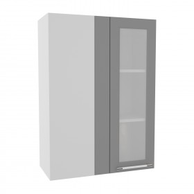 Гарда ВПУС 650 шкаф верхний угловой со стеклом высокий (Белый/корпус Серый) в Чехове - chexov.katalogmebeli.com | фото