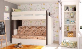 Кровать с диваном 75 Карамель Атлант (Венге Магия /Сосна Карелия/Савана) в Чехове - chexov.katalogmebeli.com | фото