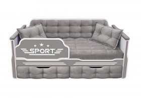 Кровать 160 серии Спорт 2 ящика 45 Серый (подушки) в Чехове - chexov.katalogmebeli.com | фото