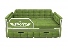 Кровать 160 серии Спорт 2 ящика 76 Зелёный (мягкие боковые накладки) в Чехове - chexov.katalogmebeli.com | фото