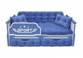 Кровать 160 серии Спорт 2 ящика 85 Синий (подушки) в Чехове - chexov.katalogmebeli.com | фото 1