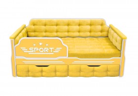Кровать 170 серии Спорт 2 ящика 74 Жёлтый (мягкие боковые накладки) в Чехове - chexov.katalogmebeli.com | фото