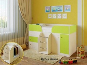 Кровать-чердак Малыш-4 Дуб молочный/Лайм в Чехове - chexov.katalogmebeli.com | фото