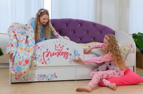 Кровать детская Эльза с бортиком Принцесса Белый/Фиолетовый в Чехове - chexov.katalogmebeli.com | фото
