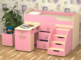 Кровать детская Фея 1.6 Дуб молочный/Розовый в Чехове - chexov.katalogmebeli.com | фото 1