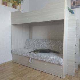 Кровать двухъярусная с диваном (Беленый дуб) в Чехове - chexov.katalogmebeli.com | фото 1
