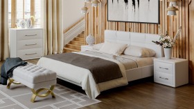 Кровать «Элис» c мягкой обивкой тип 1 Экокожа/Белый/1600 в Чехове - chexov.katalogmebeli.com | фото