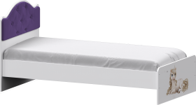 Кровать Каспер с мягкой спинкой и фотопечатью (800х1900)Белый/Фиолетовый в Чехове - chexov.katalogmebeli.com | фото