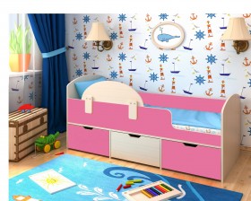 Кровать Малыш-мини Дуб молочный/Розовый в Чехове - chexov.katalogmebeli.com | фото