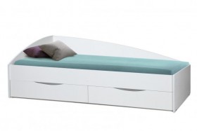 Кровать одинарная "Фея - 3" (асимметричная) (2000х900) New/(белый / белый / ДВПО белый) в Чехове - chexov.katalogmebeli.com | фото