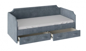 Кровать с мягкой обивкой и ящиками «Кантри» Тип 1 (900) (Замша синяя) в Чехове - chexov.katalogmebeli.com | фото 2