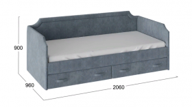 Кровать с мягкой обивкой и ящиками «Кантри» Тип 1 (900) (Замша синяя) в Чехове - chexov.katalogmebeli.com | фото 3