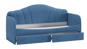 Кровать «Молли» с мягкой обивкой (900) тип 1 (Микровелюр Scandi Indigo 11) в Чехове - chexov.katalogmebeli.com | фото 4