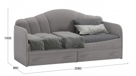 Кровать с мягкой спинкой и ящиками «Сабрина» 900 Светло-серый в Чехове - chexov.katalogmebeli.com | фото 3