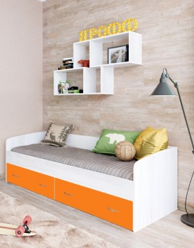 Кровать с выкатными ящиками Винтерберг/Оранжевый в Чехове - chexov.katalogmebeli.com | фото