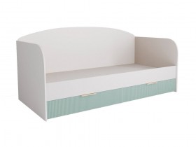 Кровать с ящиками ДКД 2000.1 Лавис (Белый софт/Зеленый софт/корпус Белый) в Чехове - chexov.katalogmebeli.com | фото