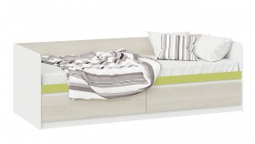 Кровать «Сканди» с 2 ящиками Дуб Гарден/Белый/Зеленый в Чехове - chexov.katalogmebeli.com | фото
