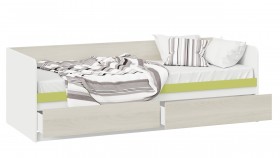 Кровать «Сканди» с 2 ящиками Дуб Гарден/Белый/Зеленый в Чехове - chexov.katalogmebeli.com | фото 2