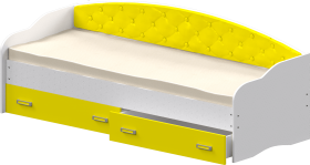 Кровать Софа-7 с мягкой спинкой (800х1900) Белый/Желтый в Чехове - chexov.katalogmebeli.com | фото
