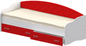 Кровать Софа-7 с мягкой спинкой (800х1900) Белый/Красный в Чехове - chexov.katalogmebeli.com | фото 1