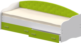 Кровать Софа-7 с мягкой спинкой (800х1900) Белый/Лайм в Чехове - chexov.katalogmebeli.com | фото 1