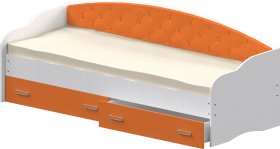 Кровать Софа-7 с мягкой спинкой (800х1900) Белый/Оранжевый в Чехове - chexov.katalogmebeli.com | фото