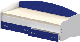 Кровать Софа-7 с мягкой спинкой (800х1900) Белый/Синий в Чехове - chexov.katalogmebeli.com | фото