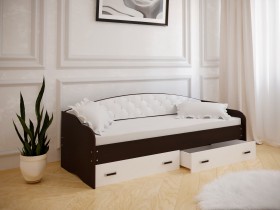 Кровать Софа-7 с мягкой спинкой (800х1900) Венге/ Белый в Чехове - chexov.katalogmebeli.com | фото 1