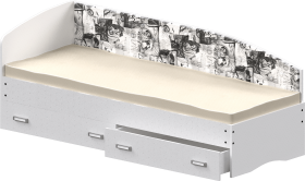 Кровать Софа-9 с мягкой спинкой с рисунком Милана (900х1900) Белый в Чехове - chexov.katalogmebeli.com | фото