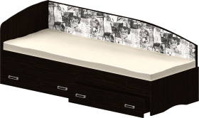 Кровать Софа-9 с мягкой спинкой с рисунком Милана (900х1900) Венге в Чехове - chexov.katalogmebeli.com | фото