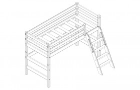 Кровать Соня вариант 6 полувысокая с наклонной лестницей Лаванда в Чехове - chexov.katalogmebeli.com | фото 2