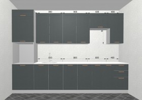 Кухня Квадро 3,2 м (высокие модули/Железо/Серый) в Чехове - chexov.katalogmebeli.com | фото 3