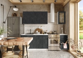 Кухонный гарнитур Нувель 1800мм белый/бетон черный в Чехове - chexov.katalogmebeli.com | фото